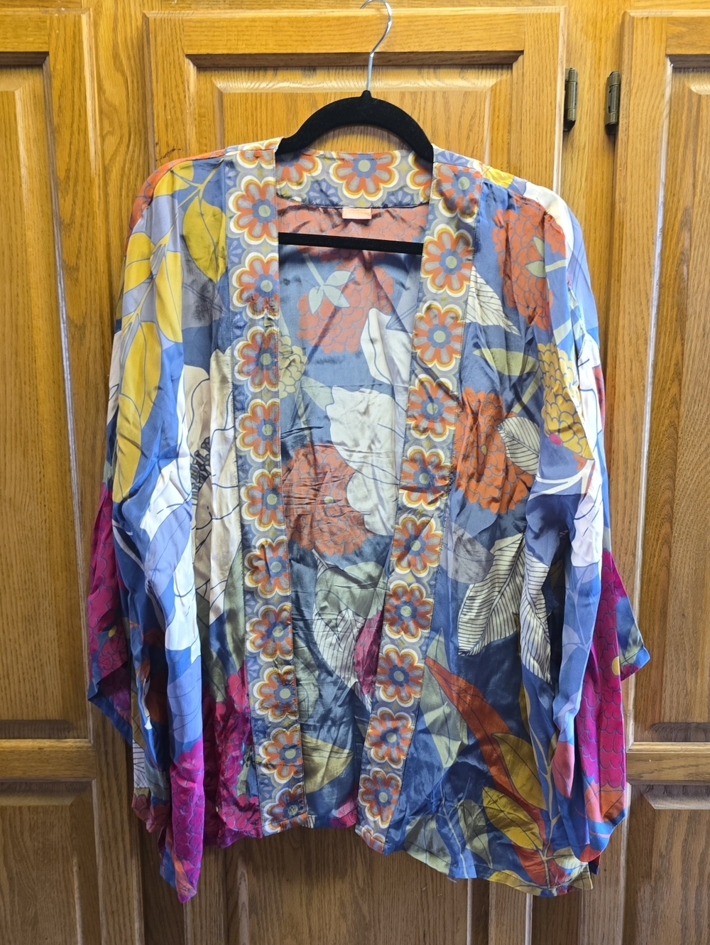Womens OS, Multicolor Floral Open-Front Kimono